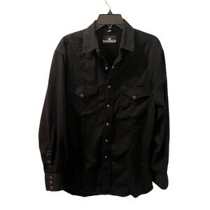 Western Express Pearl Snap Shirt Mens Sz L Black Cowboy Rodeo